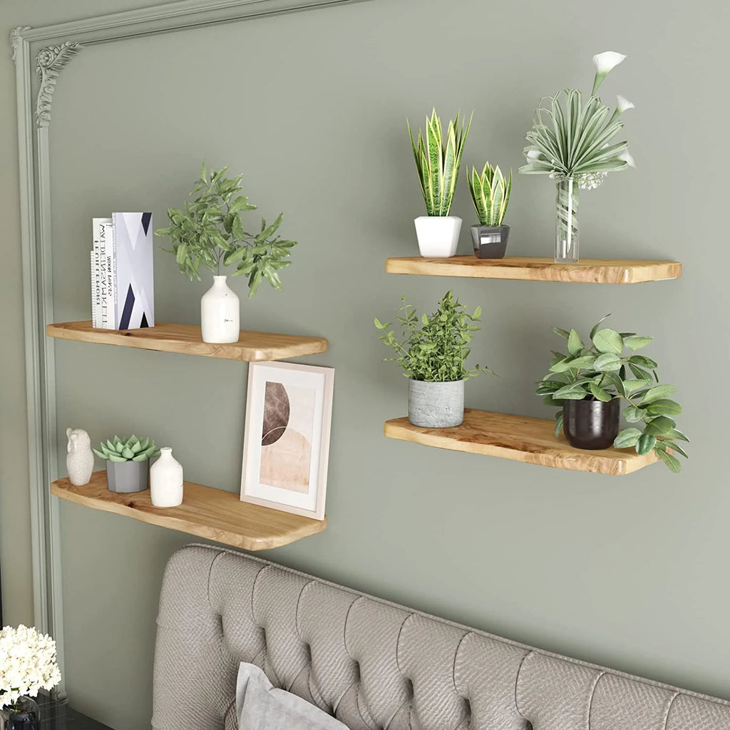 24 Inch Cedar Natural Edge Floating Shelf Set of 2 T53365