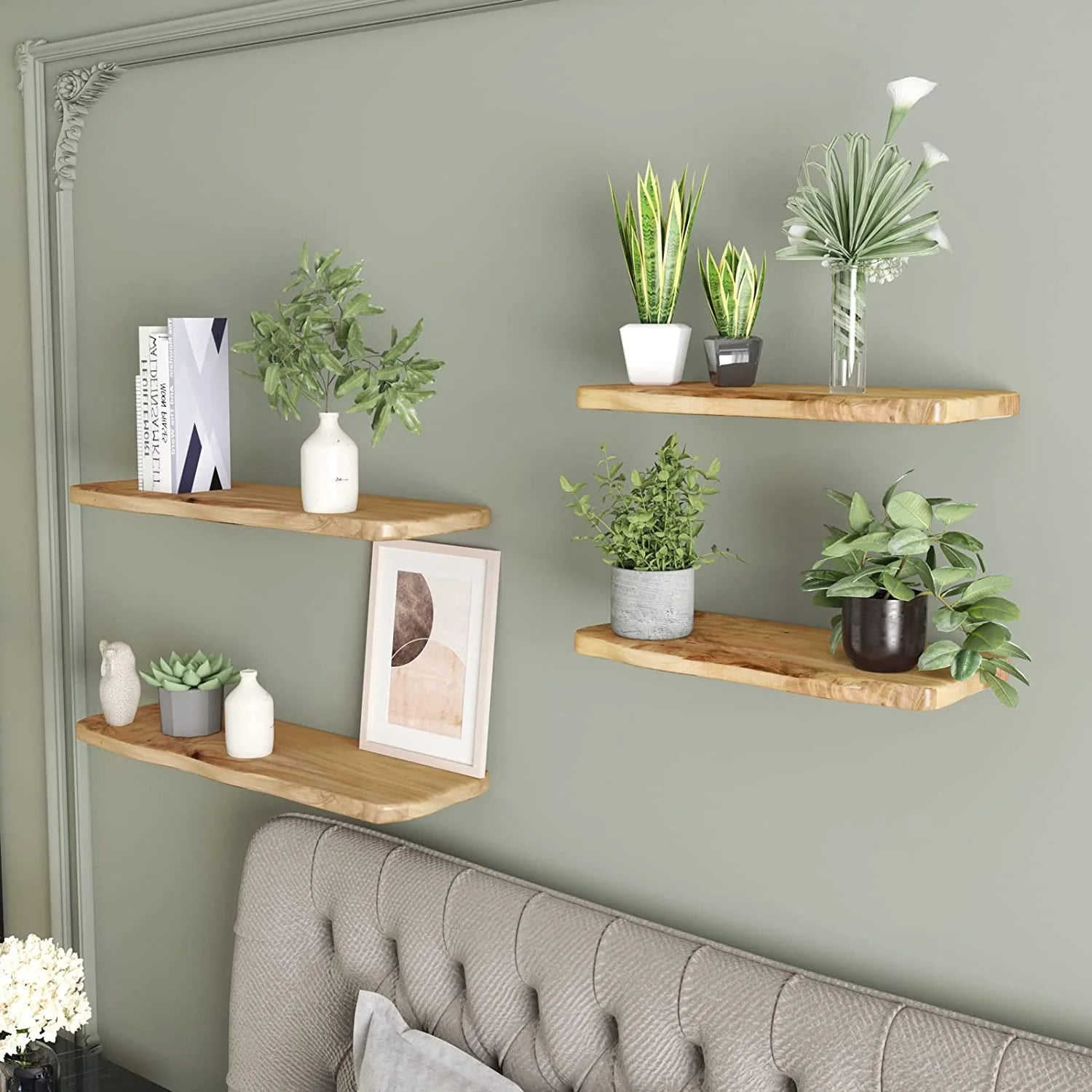 24 Inch Cedar Natural Edge Floating Shelf Set of 2 T53365