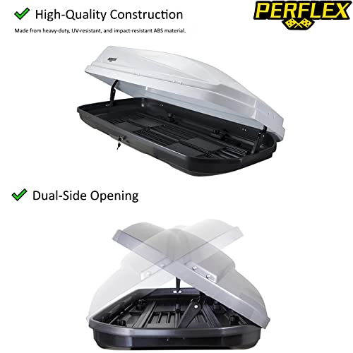 Perflex Exclusive Rooftop Cargo Box Carrier Large 17.7 cu ft, Dual Side Opening, White L7207
