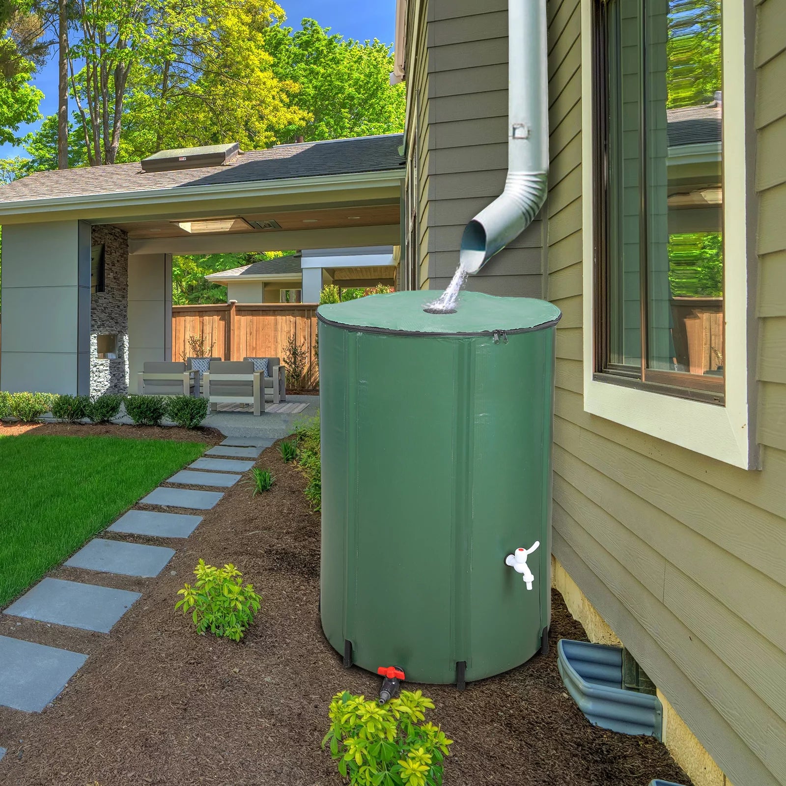 Zimtown 100 Gallon Portable Rain Barrel for Patio Water Storage N85560