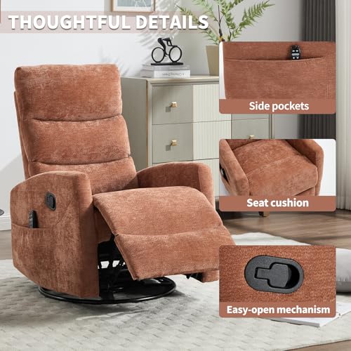 Massage Chair Recliner with Heat, Swivel Rocking, High Back Fabric Black V2333
