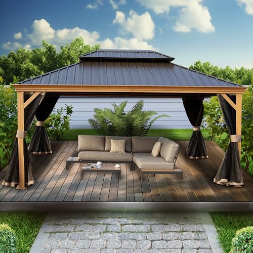 Kozyard Apollo 10'x12' Hardtop Gazebo with Galvanized Steel Double Roof Z2956