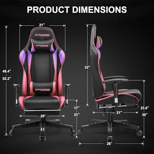 GTRACING Gaming Chair with Footrest, Blue R841