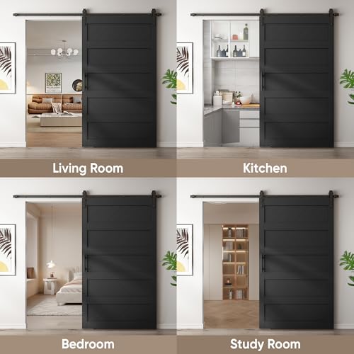 JUBEST 36" x 84" Sliding Barn Door Kit with Hardware, Black R91690