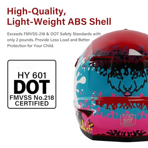 SLMOTO Dot Youth Kids Motocross Helmet Red Spider Design with Goggles and Gloves F254987