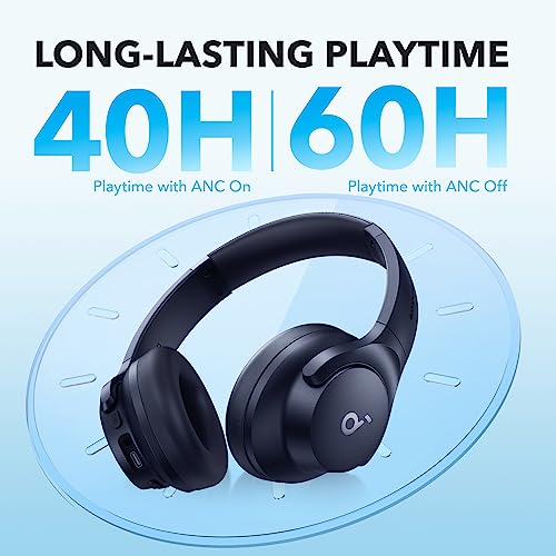 Soundcore by Anker Q20i Hybrid Active Noise Cancelling Headphones, Wireless Over-Ear Bluetooth, White S574