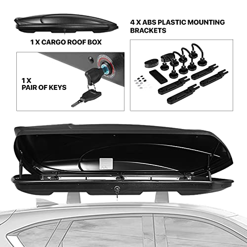 DNA MOTORING Rooftop Cargo Box Lockable Car Top Storage Case 110 Lbs Textured Black P1853