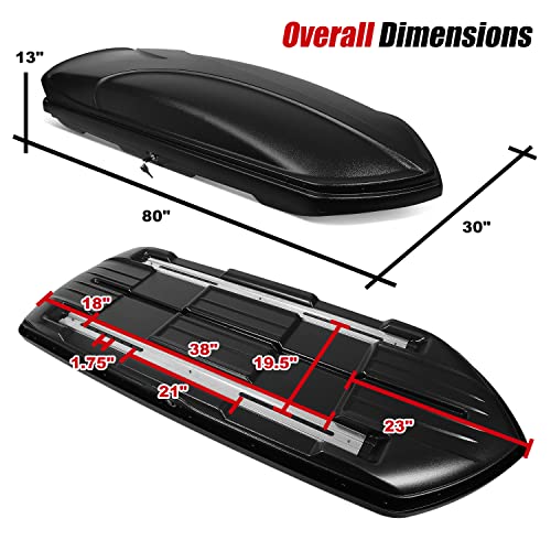 DNA MOTORING Rooftop Cargo Box Lockable Car Top Storage Case 110 Lbs Textured Black P1853