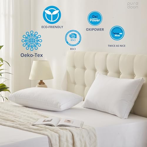 puredown® Goose Feathers and Down White Pillows King Size Set of 2 G471477