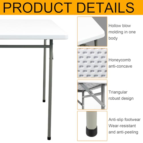 3ft Rectangular Plastic Folding Table for Indoor Outdoor Use A448