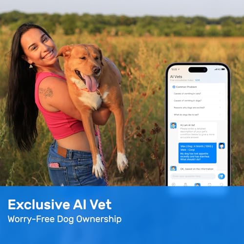 Dog GPS Tracker Waterproof Real-Time Location for Dogs 40 lbs+ (White) X621