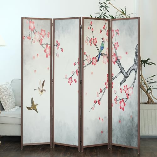 6 Panel Room Divider Screen, Double Faced, Mountain Landscape, 67" H x 94.5" W B114