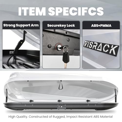 White Rooftop Cargo Box Carrier 21 Cubic Feet Dual Side Opening Waterproof Y6692
