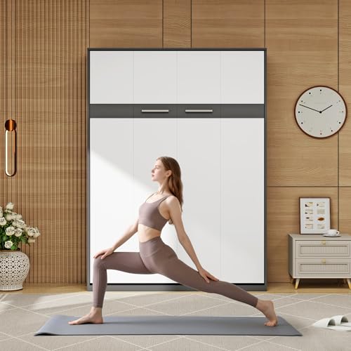 Murphy Bed Full - Space Saving, Convertible Hidden Bed, Brown C7991