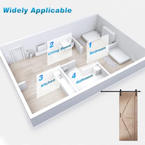 FREDBECK 48in x 80in Sliding Wood Barn Door with 8FT Hardware Kit V8036