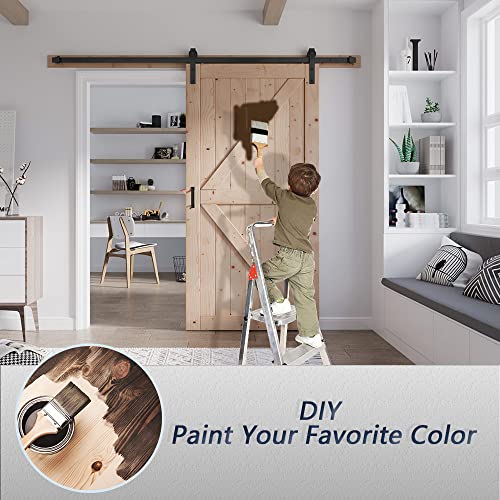FREDBECK 48in x 80in Sliding Wood Barn Door with 8FT Hardware Kit V8036