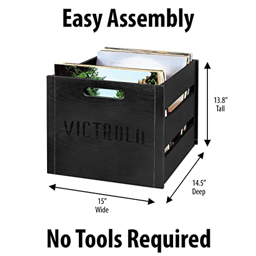 Victrola Wooden Record Crate Tabletop Vinyl Album Holder, Espresso P572466