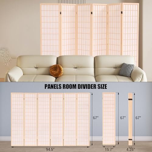 Japanese Shoji Room Divider 6 Panel Folding Wooden Screen 5.6FT I82869