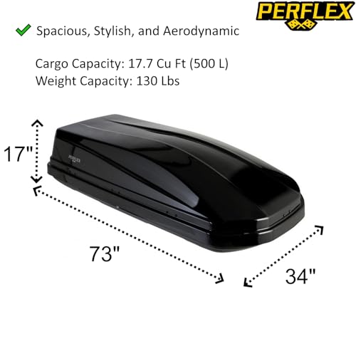 Perflex Exclusive Rooftop Cargo Box Carrier Large 17.7 cu ft, Dual Side Opening, White L7207