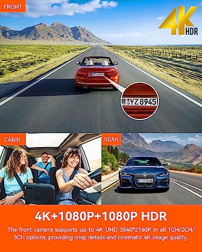 Vantrue N4 Pro 4K 3 Channel Dash Cam with Night Vision E734