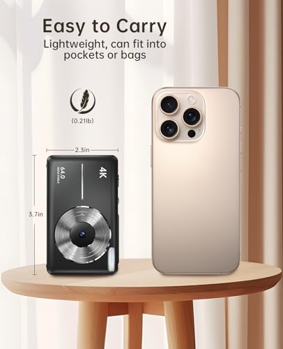 FLATIC 4K Digital Camera with 32GB TF Card V3045