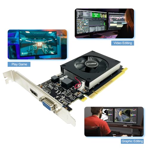 QTHREE GeForce GT 730 4GB DDR3 Low Profile Graphics Card, 2X HDMI, DP, VGA M7130