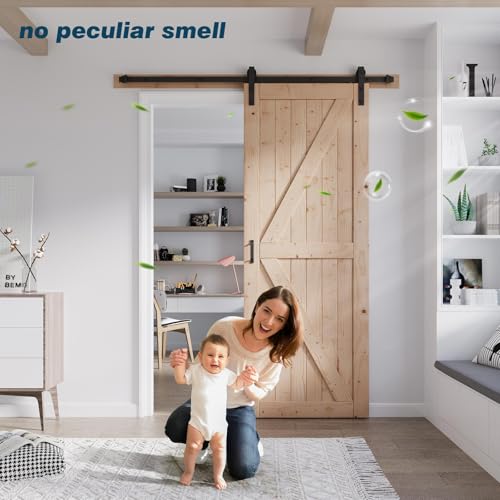 FREDBECK 48in x 80in Sliding Wood Barn Door with 8FT Hardware Kit V8036