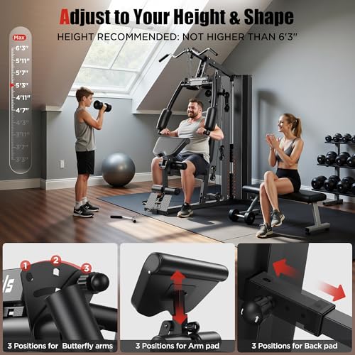 Sportsroyals Home Gym with 154LBS Weight Stack, Full Body Workout Station X27473