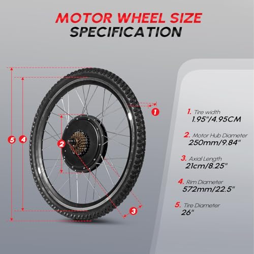 PEXMOR Electric Bike Conversion Kit 48V 1200W 26" Hub Motor L656