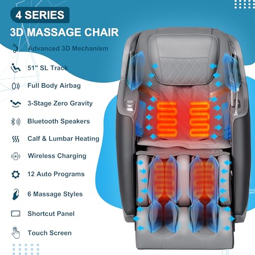 3D Massage Chair Full Body Zero Gravity Shiatsu Recliner with Heating O92367