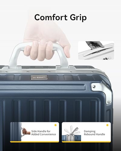 LUGGEX Aluminum Frame Carry On Luggage, 20 Inch Hard Shell Suitcase, Charcoal Metallic V31867