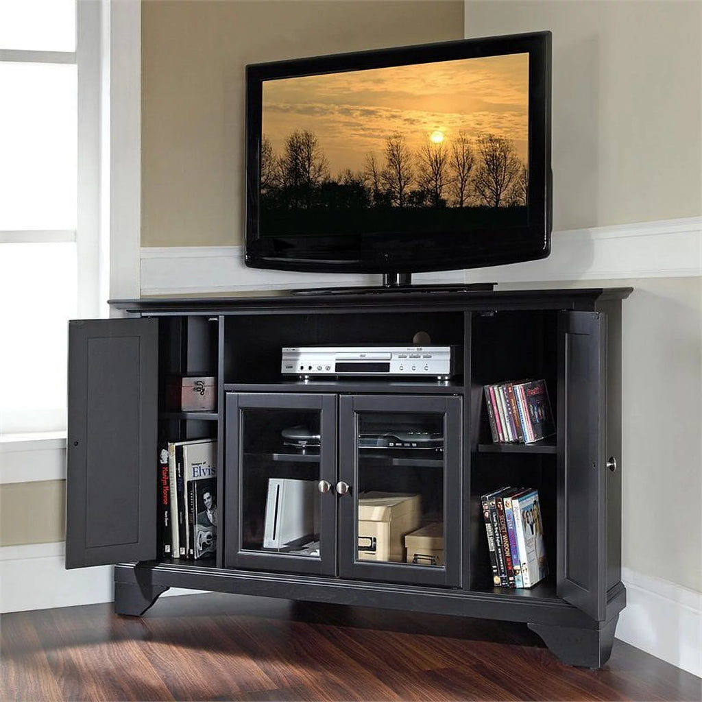 Pemberly Row 48" Corner TV Stand Black Q4193
