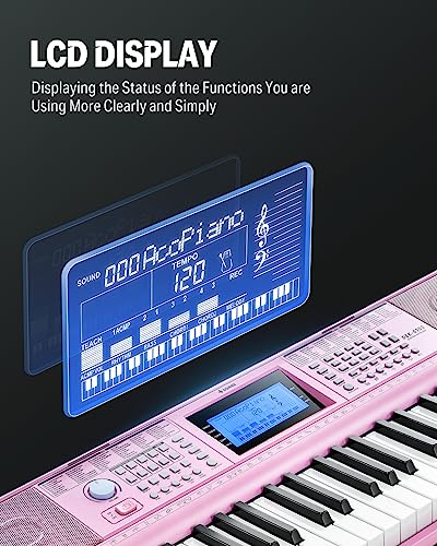 Donner 61 Key Keyboard Piano with Stand, Stool & Microphone, Black (DEK-610S) G165