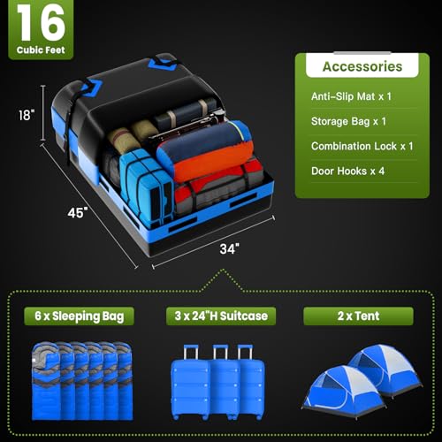 21 Cubic Feet Car Rooftop Cargo Bag Carrier with Waterproof Zip, Blue K43895