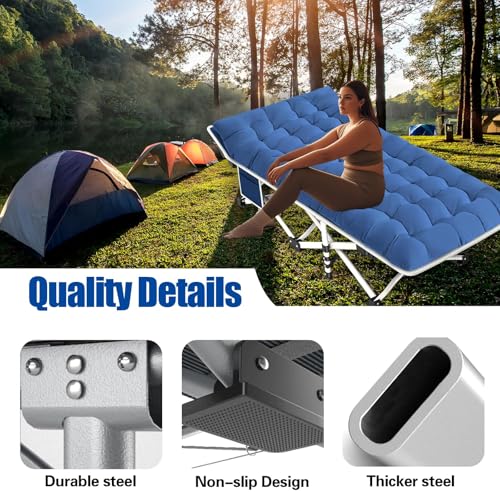 Camping Cot with Thick Pad, Folding Bed, Heavy Duty with Carry Bag I101