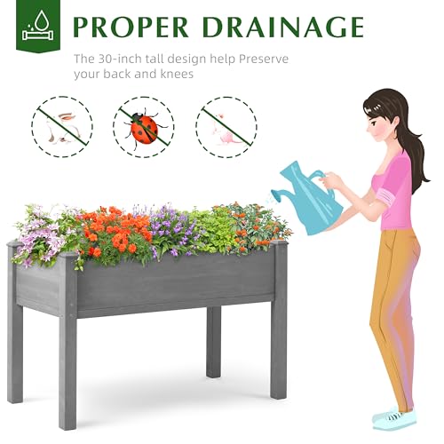 Raised Garden Bed with Legs 40x20x31 Outdoor Wood Planter Box N314255