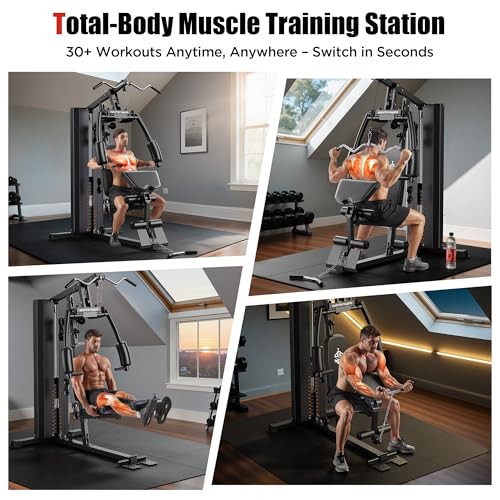 Sportsroyals Home Gym with 154LBS Weight Stack, Full Body Workout Station X27473