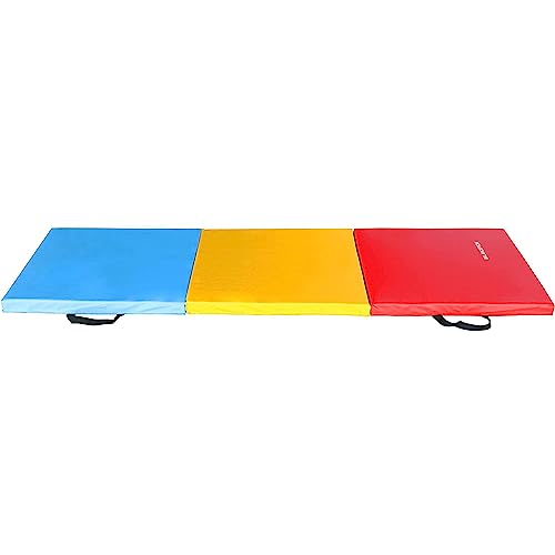 BalanceFrom Folding Gymnastics Mat, Thick Yoga & Workout Pad, Blue S867369