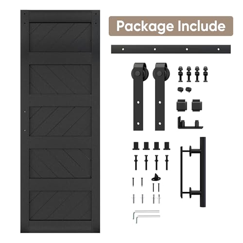 JUBEST 36" x 84" Sliding Barn Door Kit with Hardware, Black R91690