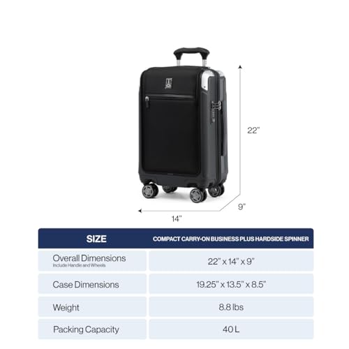 Travelpro Platinum Elite Hardside Expandable Carry-On Luggage, 8 Wheel Spinner, TSA Lock, 20-Inch X826544