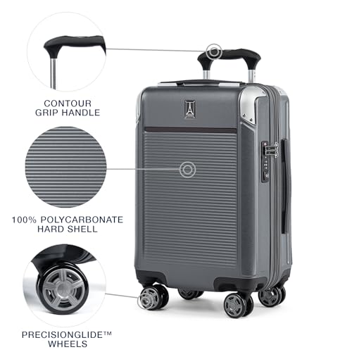 Travelpro Platinum Elite Hardside Expandable Carry-On Luggage, 8 Wheel Spinner, TSA Lock, 20-Inch X826544