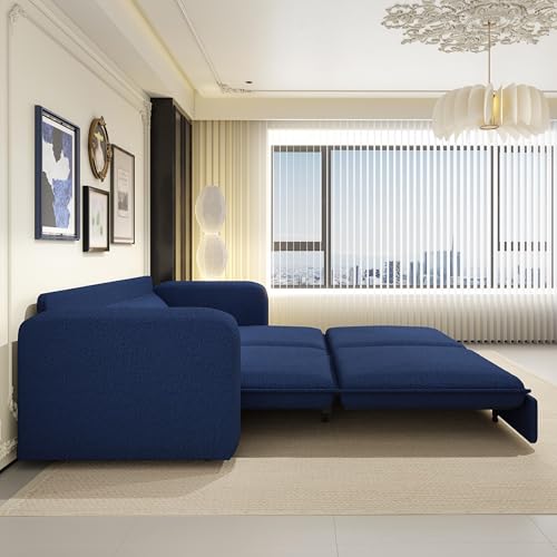 93" King Pull Out Sofa Bed with 2 Pillows, Blue Q21489