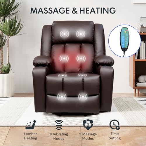 FLEXISPOT XL31 Power Lift Recliner Chair for Elderly, Electric Massage & Heat, PU Leather, Black C786106