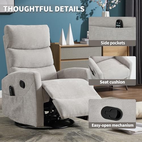 Massage Chair Recliner with Heat, Swivel Rocking, High Back Fabric Black V2333