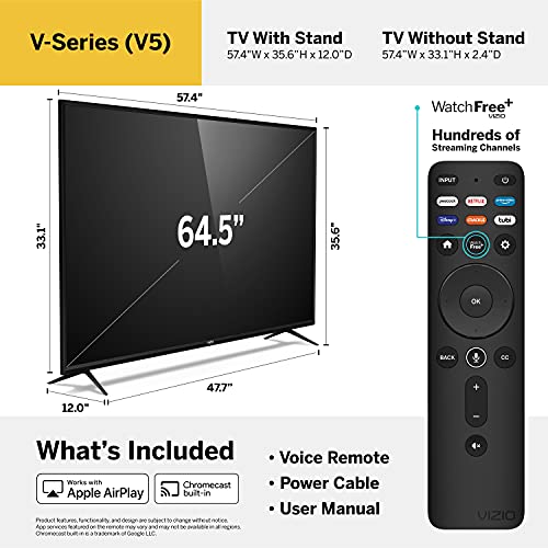 VIZIO 65-Inch V-Series 4K UHD Smart TV with Dolby Vision, HDR10+, Renewed Z317146
