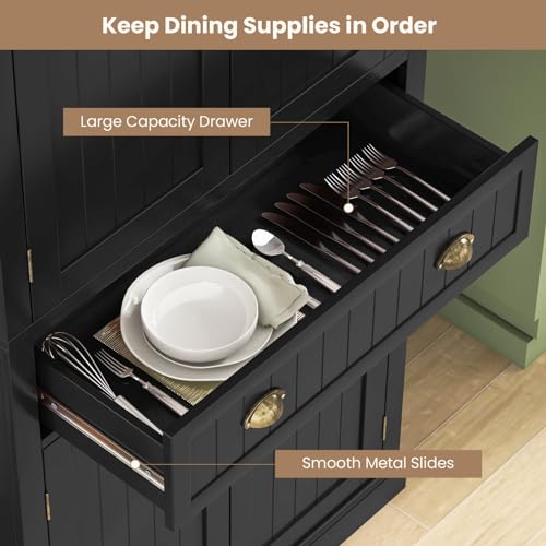 Tangkula 72" Tall Kitchen Pantry Cabinet with 2 Cabinets and Drawer X61390