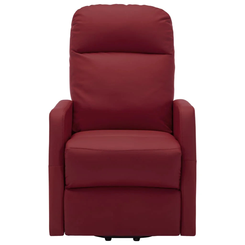 Power Lift Massage Recliner Wine Red Faux Leather K9869