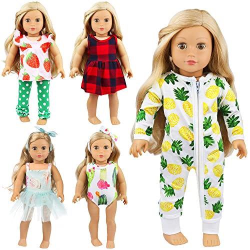 Ecore Fun 5 Sets Baby Doll Clothes and Headbands for 14-16 Inch Dolls R1250
