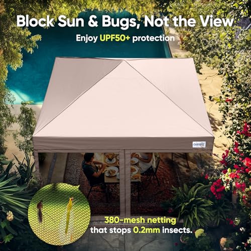 Quictent 6.6'x6.6' Pop up Screened Canopy Tent with Mosquito Netting, Wheeled Carry Bag H89372