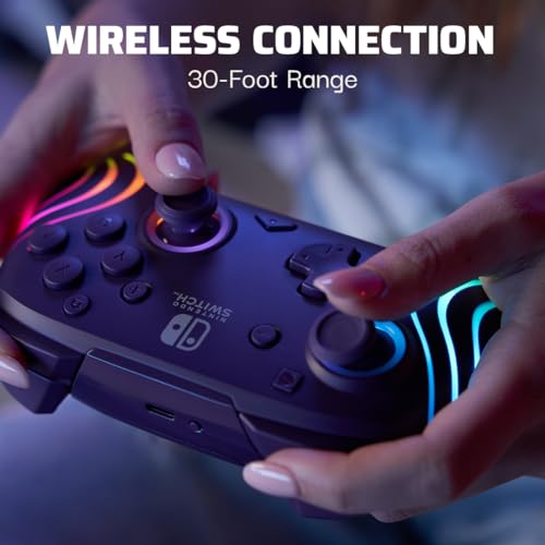 PDP Afterglow Wave Wireless RGB Gaming Controller for Nintendo Switch, Black I1528
